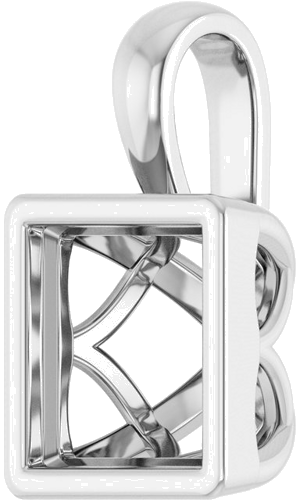 Pakabukas „Solitaire“ 14k white gold Square 6.5mm (2)