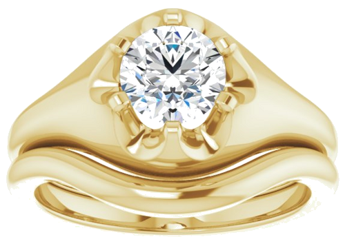 Sužadėtuvių Žiedas „Solitaire Belcher“ 14k yellow gold Round 6mm (8)