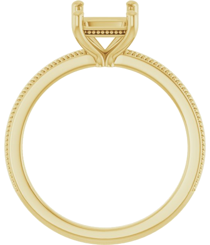 Sužadėtuvių Žiedas „Solitaire Milgrain“ 14k yellow gold Emerald 8mm x 6mm (2)
