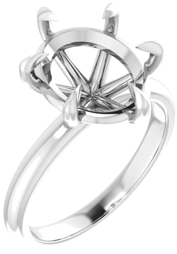 14K White 12x10 mm Oval Solitaire Engagement Ring Mounting (1)