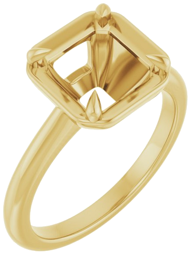 Sužadėtuvių Žiedas „Claw-Prong Solitaire Bezel-Style“ 14k yellow gold Asscher 8mm (1)