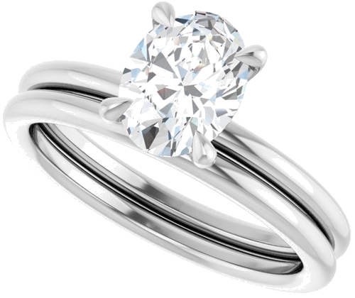 Sužadėtuvių Žiedas „Claw-Prong Solitaire“ 14k white gold Oval 8mm x 6mm (10)