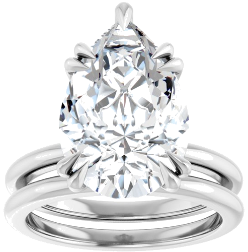 Sužadėtuvių Žiedas „Double Claw-Prong“ 10k white gold Pear 15mm x 10mm (8)