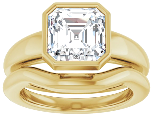 Sužadėtuvių Žiedas „Bezel-Set Solitaire“ 14k yellow gold Asscher 8mm (8)
