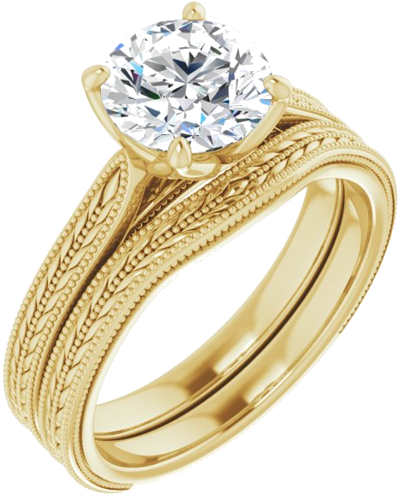 14K Yellow  7.4 mm Round Solitaire Engagement Ring Mounting (6)