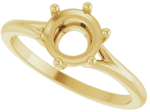 14K Yellow 6.5 mm Round Rose-Cut Engagement Ring Mounting (5)