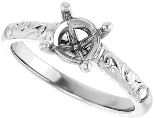 14K White 6.5 mm Round Solitaire Engagement Ring Mounting (5)