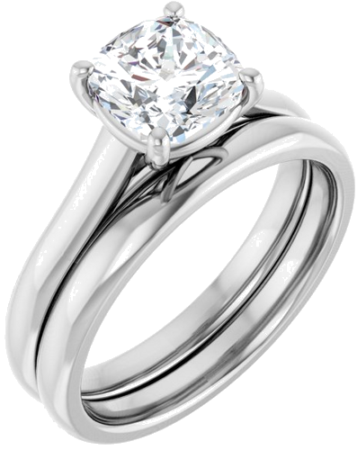 14K White 7 mm Cushion Solitaire Engagement Ring Mounting (6)