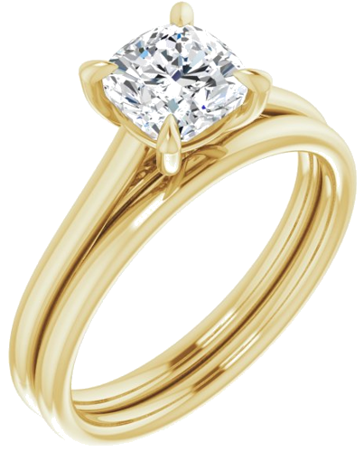 14K Yellow  6 mm Cushion Solitaire Engagement Ring Mounting (6)
