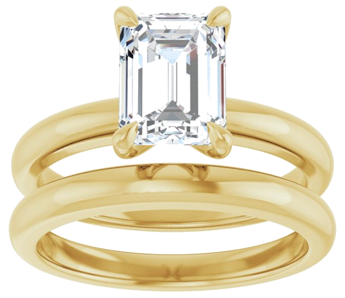 14K Yellow 8x6 mm Emerald Solitaire Engagement Ring Mounting (8)