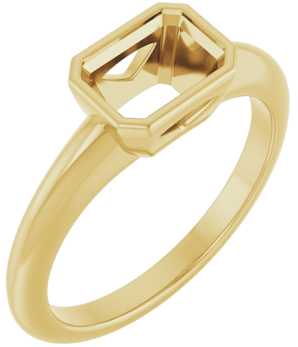 Sužadėtuvių Žiedas „Bezel-Set Solitaire“ 14k yellow gold Emerald 7mm x 5mm (1)