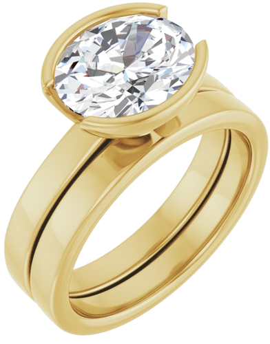 Sužadėtuvių Žiedas „Half-Bezel Solitaire“ 14k yellow gold Oval 10mm x 8mm (6)