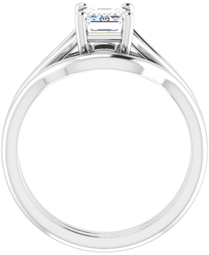 Sužadėtuvių Žiedas „Split Shank“ 585 Baltojo Aukso Emerald 7mm x 5mm (7)