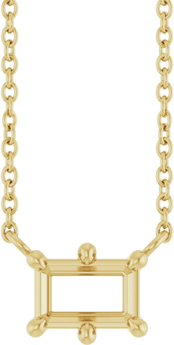 14K Yellow 6x4 mm Emerald 6-Prong Solitaire 18  Necklace Mounting (1)