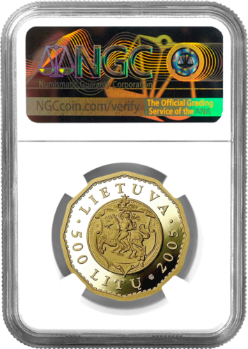2005 Дворец великих князей литовских 500 литов золотая монета NGC PF 69 (2)
