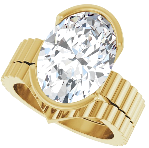 Sužadėtuvių Žiedas „Half-Bezel Solitaire“ 14k yellow gold Oval 14mm x 10mm (10)