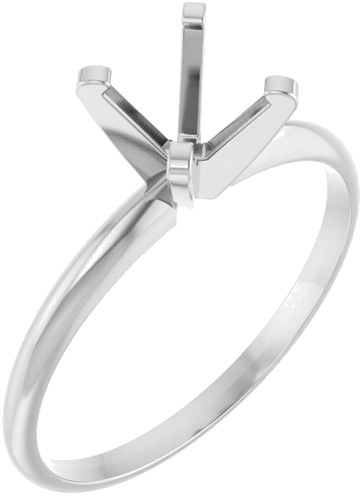 14K White 6.5 mm Round Ultra-Lightweight Solitaire Engagement Ring Mounting (1)