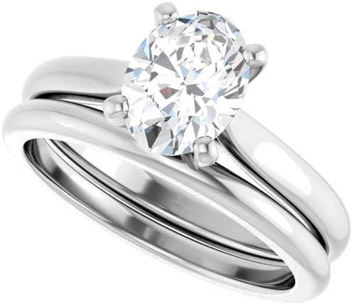 Sužadėtuvių Žiedas 14k white gold Oval 8mm x 6mm (10)
