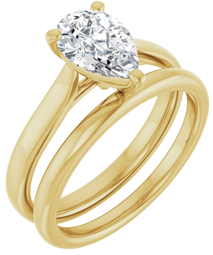 Sužadėtuvių Žiedas „Solitaire“ 585 Geltonojo Aukso Pear Shape 9mm x 6mm (6)