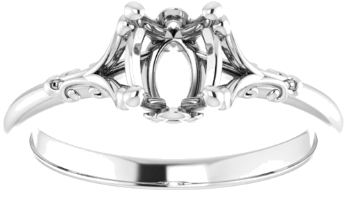 Sužadėtuvių Žiedas „Solitaire“ 585 Baltojo Aukso Oval 7mm x 5mm (3)