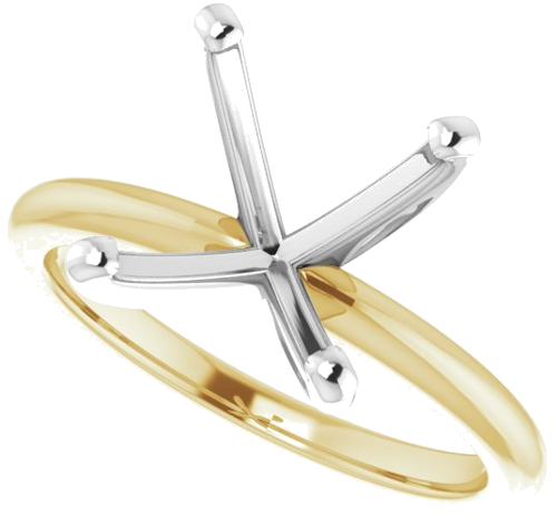 14K Yellow   White  12x10 mm Oval Solitaire Engagement Ring Mounting (5)