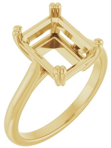 Sužadėtuvių Žiedas „Double Claw-Prong Solitaire“ 10k yellow gold Emerald 10mm x 8mm (1)