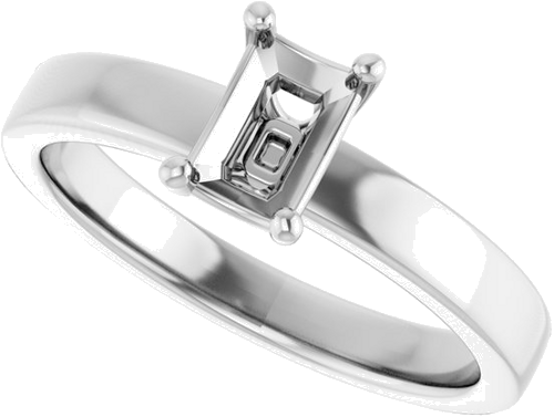 Sužadėtuvių Žiedas „Solitaire“ 14k white gold Emerald 6mm x 4mm (5)