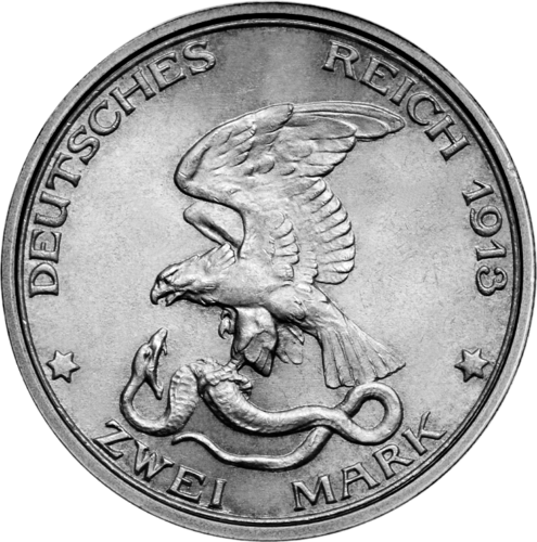 2 марки Битва при Лейпциге 1913 Германская империя серебряная монета (2)