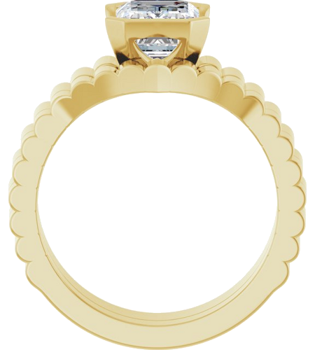 Sužadėtuvių Žiedas „Half-Bezel Solitaire“ 14k yellow gold Emerald 8mm x 6mm (7)