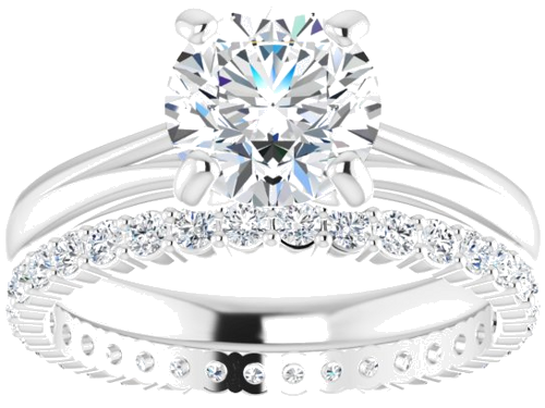 Sužadėtuvių Žiedas „Solitaire“ 14k white gold Round 7.4mm (8)
