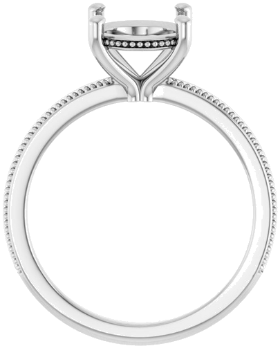 Sužadėtuvių Žiedas „Solitaire Milgrain“ 14k white gold Oval 10mm x 8mm (2)