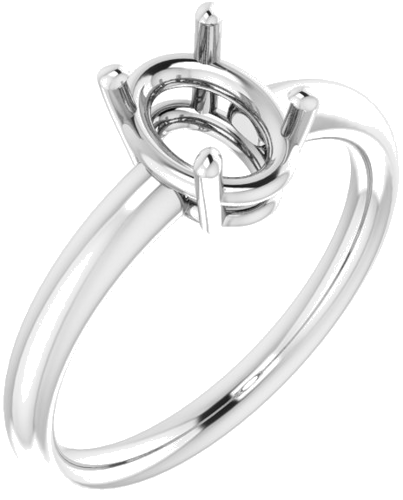 14K White 8x6 mm Oval Engagement Ring Mounting (1)