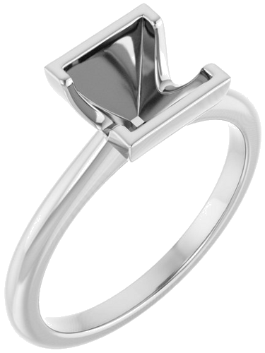 Sužadėtuvių Žiedas „Half-Bezel“ 14k white gold Square 6mm (1)