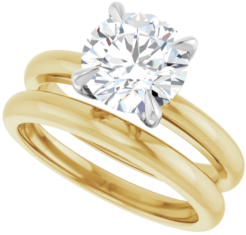14K Yellow White 8 mm Round Solitaire Engagement Ring Mounting (10)