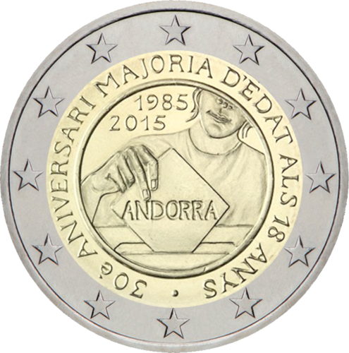 2015 Andora Balsstiesības 2 eiro monēta (3)