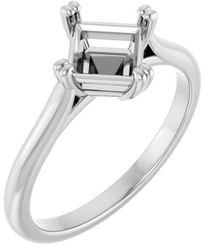 Sužadėtuvių Žiedas „Double Claw-Prong Solitaire“ 14k white gold Square 5.5mm (1)