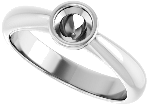 Sužadėtuvių Žiedas „Bezel-Set Solitaire“ 14k white gold Round 4.4mm (5)