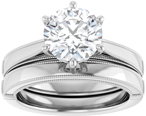 Sužadėtuvių Žiedas „Solitaire“ 585 Baltojo Aukso Round 8mm (8)