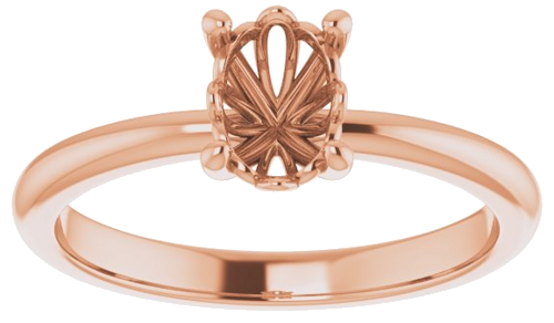 Sužadėtuvių Žiedas „Solitaire“ 585 Rožinis Aukso Oval 7mm x 5mm (3)