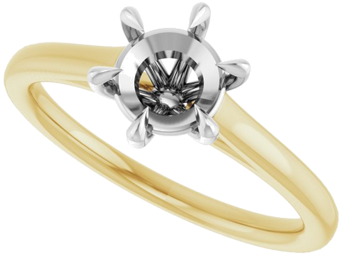 Sužadėtuvių Žiedas „Claw-Pong“ 14k yellow/white gold Round 6.5mm (5)