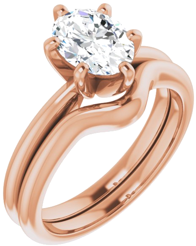 14K Rose  8x6 mm Oval Solitaire Engagement Ring Mounting (6)
