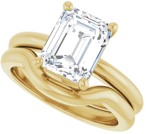 Sužadėtuvių Žiedas 14k yellow gold Emerald 9mm x 7mm (10)
