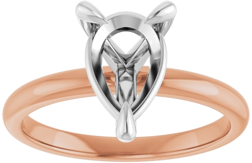 14K Rose White 10 x 7 mm Pear Engagement Ring Mounting (3)