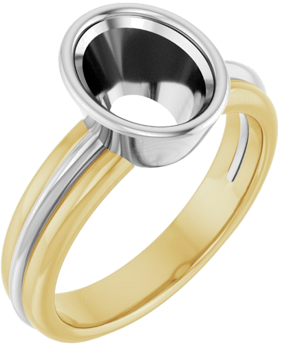 Sužadėtuvių Žiedas „Bezel-Set Solitaire“ 14k yellow/white gold Oval 9mm x 7mm (1)