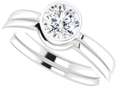 Sužadėtuvių Žiedas „Bezel-Set Solitaire“ 14k white gold Round 5.8mm (10)
