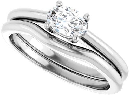 Sužadėtuvių Žiedas „Solitaire“ 14k white gold Oval 6mm x 4mm (10)