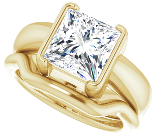 Sužadėtuvių Žiedas „Half-Bezel Solitaire“ 14k yellow gold Square 8mm (10)