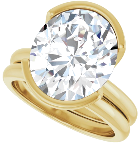 Sužadėtuvių Žiedas „Half-Bezel“ 14k yellow gold Oval 13mm x 11mm (10)