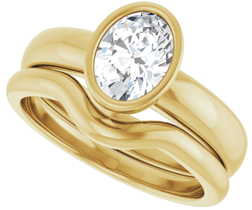Sužadėtuvių Žiedas „Bezel-Set Solitaire“ 14k yellow gold Oval 7.5mm x 5.5mm (10)