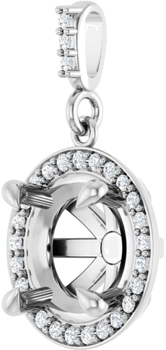 Pakabukas „Halo-Style“ 14k white gold Round 8.5mm (2)